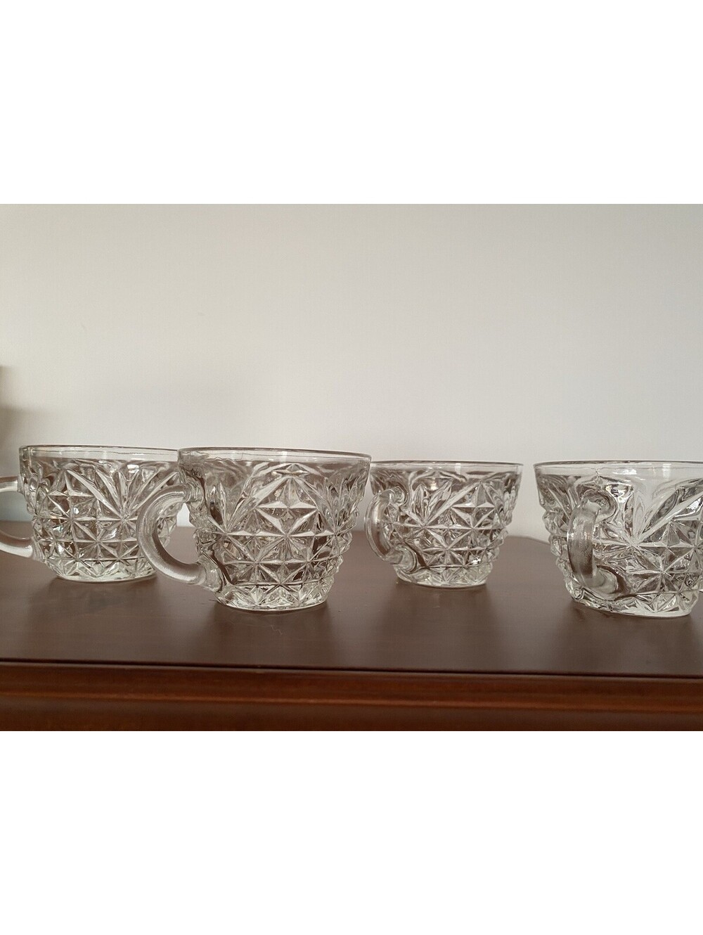 4 VTG 1950s-1960s Anchor Hocking Style Arlington Pattern Pressed Glass Punch Cup